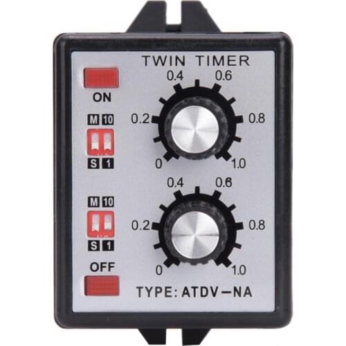 AC 110V 220V Time Delay Relay Knob Control Time Switch Relay On Off Twin Timer Relay Multi-Section ATDV-NA