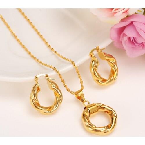Bangrui 2017 New Big Hoop Earrings Pendant Womens wedding Jewelry Sets yellow Gold Africa Daily Wear Gift Wholesale