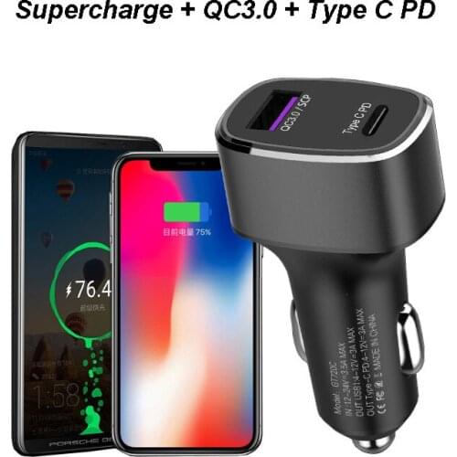 SuperCharge +QC3.0 + PD Fast Quick Car Charger For iPhone 11 Pro XS MAX XR SAMSUNG S9 S8+Note 8 For HUAWEI P30 Pro P20 P10 Plus