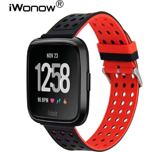 Double Color Silicone Rubber Watchband for Fitbit Versa Quick Release Watch Band Stainless Steel Buckle Strap Wrist Bracelet