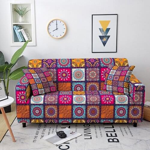 Mandala Elastic Sofa Cover for Living Room Corner Sofa Cover Slipcover Stretch Couch Cover Sofa Protector funda sofa 1/2/3/4Seat