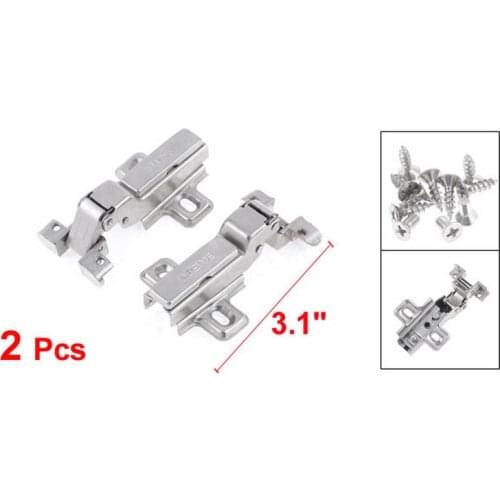 Silver Tone Hydraulic Full Overlay Concealed Hinge 3.1" Long 2 Pcs