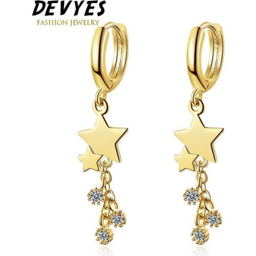 Ins New Fashion Hanging Pentagrams Tassel Hoop Earrings for Women Simple Long Diamond Earrings Charming Ear Jewelry