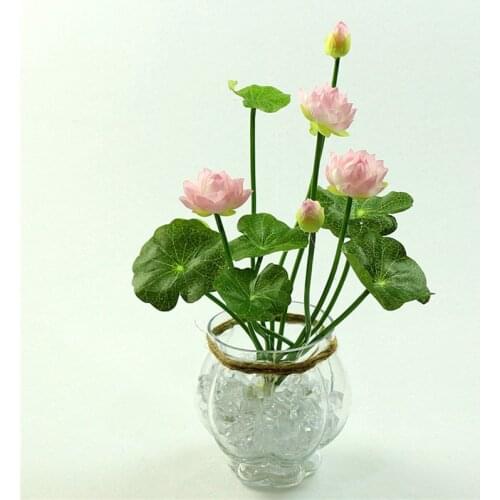 46cm Simulation small lotus flowers fake PU water lily DIY home wedding garden table home decor plant flores artificiales gift