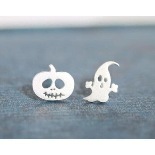 Korea Creative Halloween Ghost Pumpkin 925 Sterling Silver Temperament Personality Trendy Female Stud Earrings SEA104