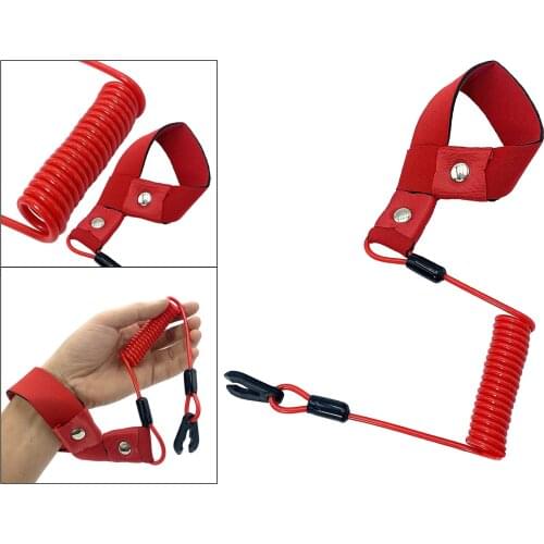 Red Engine Stop Switch Key Lanyard Safety Cord for Yamaha Outboard ATV Bike