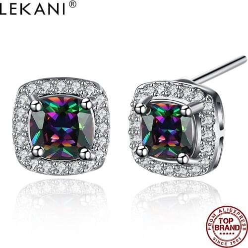 LEKANI Oval Stud Earrings Fashion Colorful Zircon Cute Earrings For Women Fashion Jewelry Classic Birthday Party Earings Best