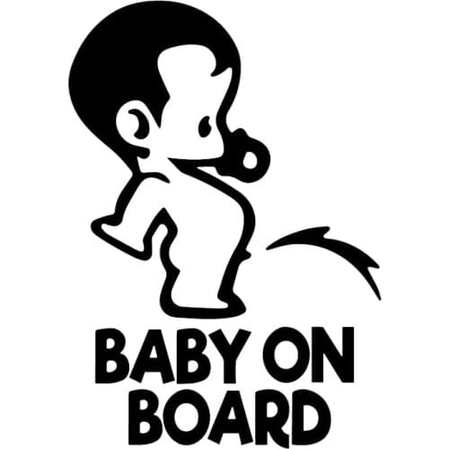 Funny BABY ON BOARD Rear Windshield Warning Decoration Car Sticker Vinyl Decal black/silver 11.1X15.9CM T-00086