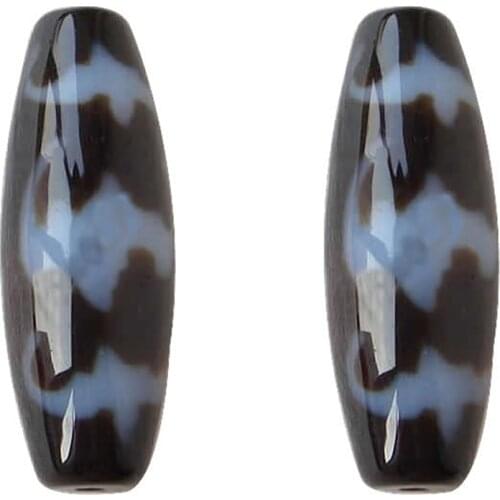Fashion jewelry Natural Tibetan Dzi Beads for making diy Jewelry Oval five blessings & two tone Grade AAA, 13x38mm Sold By PC