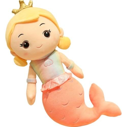 Cartoon Beautiful Crown Mermaid Plush Toy Stuffed Little Mermaid Doll Kids Girl Home Decoration Girls Girlfriend Birthday Gifts
