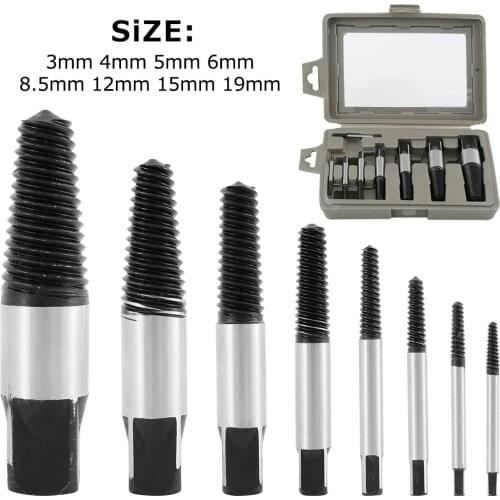 8pcs 3-19mm Screw Extractor Drill Bit Steel Tool Broken Speed Out Guide Set Broken Bolt Remover Easy Out Steel Tool Accessories
