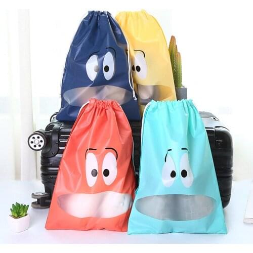 Non-Woven Portable Travel Drawstring Shoe Bag, Thick Printed Non-Woven Shoe Dustproof Storage Bag