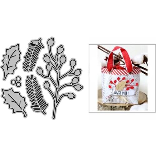 New Holly Leaf Mistletoe Pine Needles Craft Embossing Mold 2021 Metal Cutting Dies for DIY Decor Scrapbooking Album Card Making