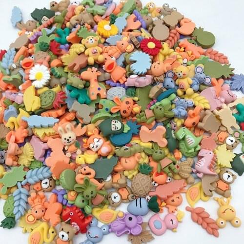 20Pcs Cartoon Mixed Pattern Frosted Animal Resin Patch DIY Crafts Supplies Phone Shell Patch Arts Material Hair Accessories Kids