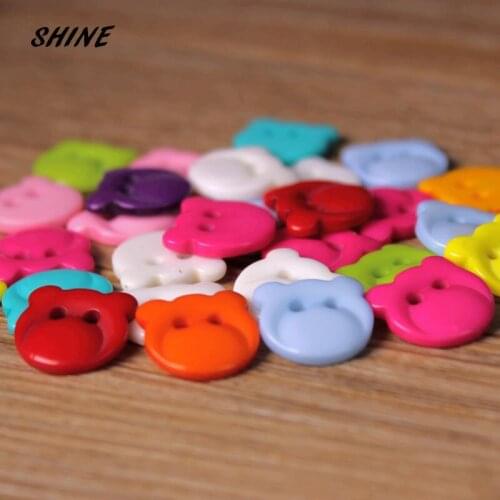 Resin Sewing Buttons Scrapbooking Bear Multicolor Mixed Two Holes Cartoon 15mm 50 PCs Costura Botones Decorate bottoni botoes