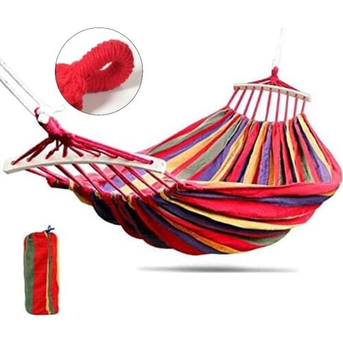 HooRu Outdoor Portable Hammock Backpacking Camping Lightweight Canvas Hammocks Garden Hanging Bed Swing Furniture for Travelling