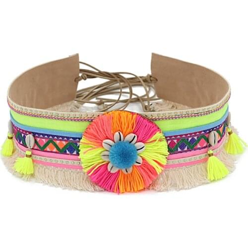 Womens Bohemian Waist Belt Tassel Boho Fringed Shell Summer Beach Fashion Accessories Female Decoration Belt for Dress