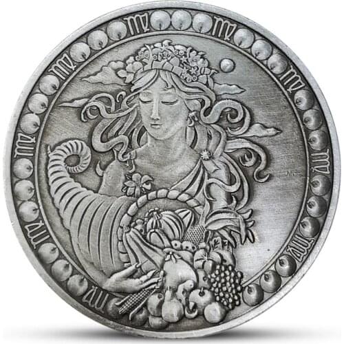 Drop Shiping12 Constellation Souvenir Coin Western Astrology Embossed Collectible Commemorative Virgo Coins Holiday Gifts