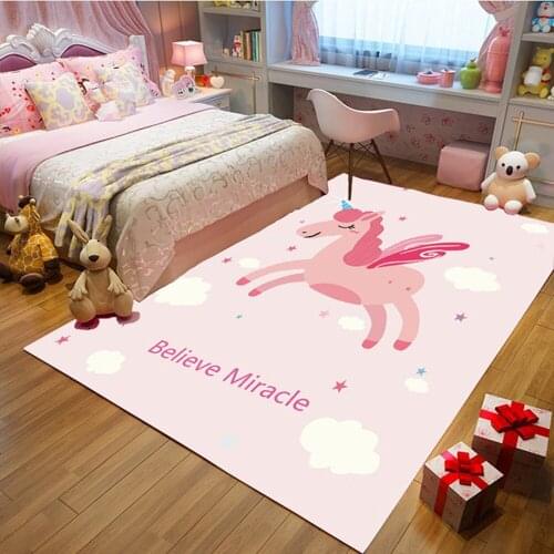 Pink 3D Unicorn Childrens Rug Baby Game Crawling Floor Mat Girls Best Loved bedroom decoration Carpets Kids Room play Area Rugs