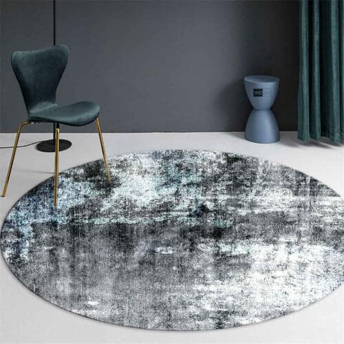 Retro Gray Round Carpet Center Rug For Living Room Abstract Carpet Coffee Table Rug Hallway Decor Luxury Rug Chair Mat Non-slip
