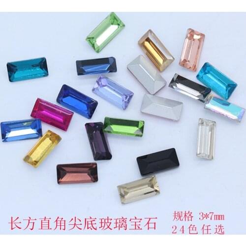 100p 3x7mm rectangle pointed back fancy stone crystal glass rhinestones nail art Gems jewelry making beads Dancewear Decorations