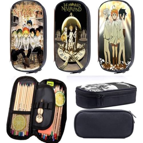The Promised Neverland Pencil Bag Hot Anime Pencil Case Students Pen Bag School Suplies Kids Stationery Storage Bags Makeup Case