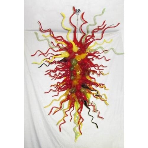 Large Hotel LED Chandelier Tiffany Stained Glass Long Chandelier Lighting