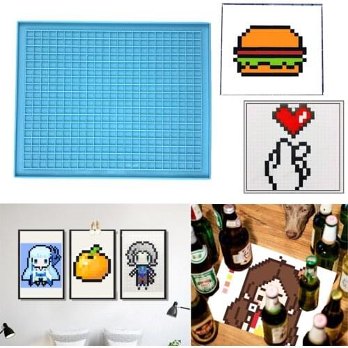 Creative Pixel Art Drawing Tray Resin Molds Wall Printing Silicone Moulds for DIY Epoxy Resin Wall Decoration Serving Tray