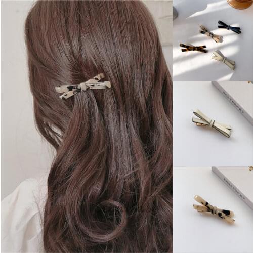 All-Match Acetate Side Clip Leopard Bow Clip Hairpin Tiara Clip Girl Word Clip Girl Bow Back Head Duckbill Clip Creative Hairpin