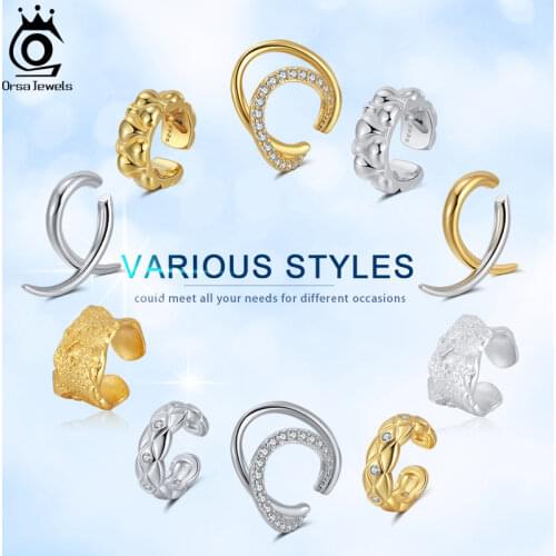 ORSA JEWELS Fashion Ear Cuffs 925 Sterling Silver Non-Piercing Helix Cartilage Cuff Earrings for Women Girls Jewelry 1Pcs CL18