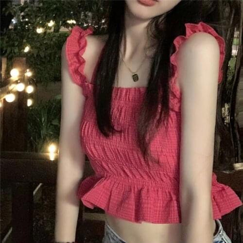 Sling Design Sense Fungus with Chest Pad Camisole Vest Womens Indoor Summer New Slim Slim Cropped Top