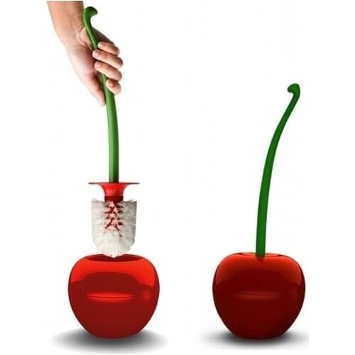 1PC Lovely Red Cherry Toilet Brush with Brush Holder Lavatory Cleaning Tool Bathroom Products Accessories Decor OK 0177