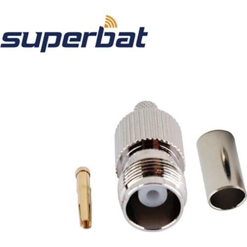 Superbat 10pcs TNC Crimp Jack RF Connector for Coaxial Cable LMR195 RG58 RG400 RG142 for pigtail cable