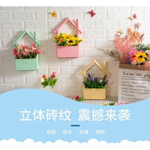 10PCS Self adhesive Waterproof TV Background Brick Wallpapers 3D Wall Sticker Living Room Wallpaper Mural Bedroom Decorative