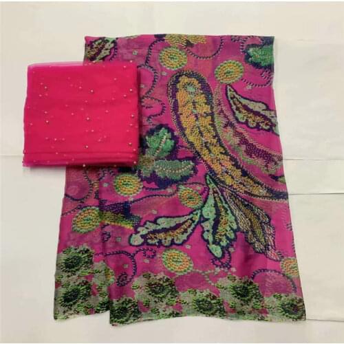 5+2 Yards/set ) African soft silk fabric for garment neat embroidery on the material with swiss voile lace tissu! LXF6712