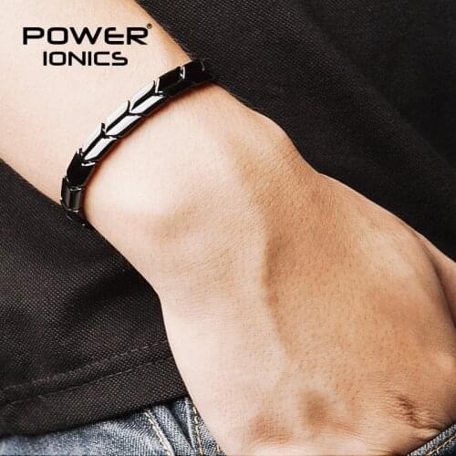 Power Ionics Arrow Style Black Titanium Germanium Health Fashion Bracelet Balance Body Come With Free Adjust Tool