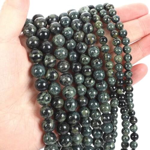 Natural Stone Green Eye Charm Round Loose Beads For Jewelry Making Needlework Bracelet Diy Strand 4-12MM