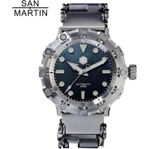 San Martin New Original Design DivIng Stainless Steel Mens Watch 20ATM Sapphire Crystal Big Mechanical Wrist watch Men Relojes