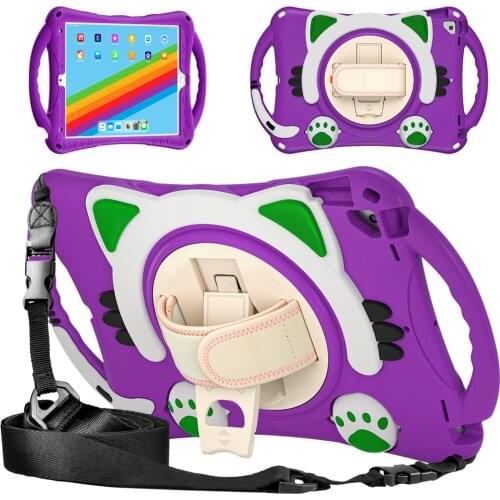 Case For iPad 10.2 2019 2020/ ipad Pro 10.5/Air 10.5 Tablet Silicone Safe shockproof Kids Cartoon Rotation Stand Cover +Film+Pen