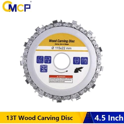 CMCP 4.5Inch Angle Grinder Chain Disc Woodworking Chain Plate 13T Circular Saw Blade Wood Carving Disc Angle Grinding Tool