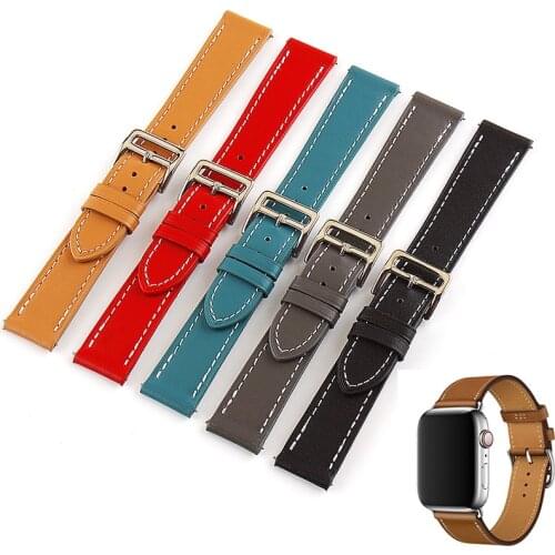 Colorful Geunine Leather Watch Band 18/20/22/24mm gear s3 Straps for Samsung Galaxy Active Bands For Huawei GT Smart Watch
