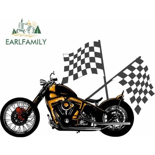 EARLFAMILY 13cm x 8.3cm for Vintage Chopper Motorcycle Car Bumper Window Stickers Vinyl Car Sticker 3D Funny VAN SUV RV Decal