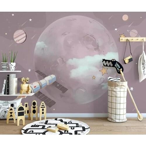 The background wall of the childrens room of the northern European hand-painted space star