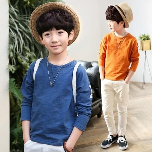 Boy T Shirt Kids Long Sleeve Fashion T shirt Cotton Big Boys Tops Tee 2019 Spring Autumn Children Clothes BC658