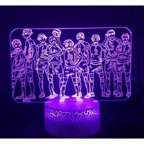Haikyuu Ainme 3D Lamp Hinata Shoyo Tanaka Night Lights Karasuno Group Tobio Kageyama Xmas Gift Lighting Visual Novelty Team Led