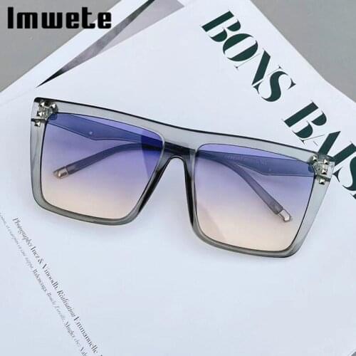 Imwete Fashion Cversized Square Sunglasses Womens Brand Designer Gradient Sun Glasses Mens Retro Big Frame UV400