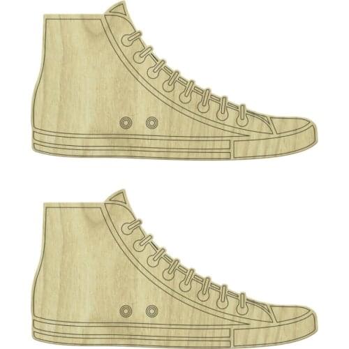 KD307 Konvers Shoes 2li Set Wooden Package Ornament, Hobby Wood Ornament