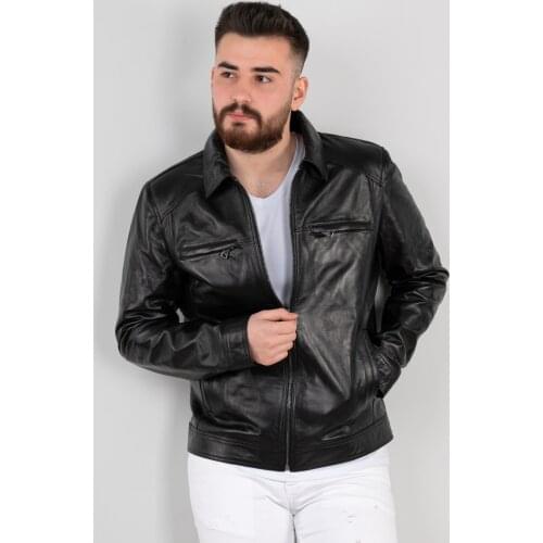 Mens Classic Casual Genuine Leather Jacket Quality Men Flight Clothes Leather Coat Moto Biker Natural Sheepskin Bomber 2021