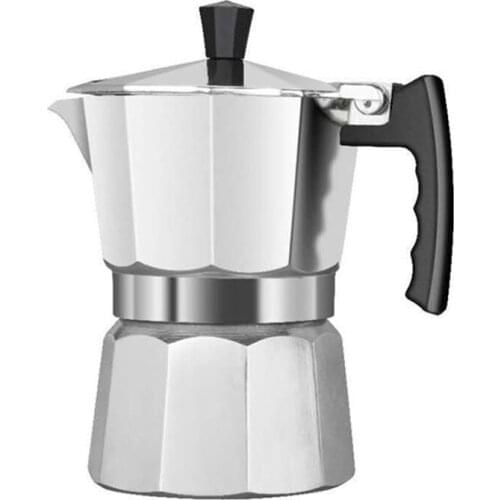 Latte Mocha Coffee Maker Italian Moka Espresso Cafeteira Percolator Pot Stovetop Coffee Maker 150Ml Silver