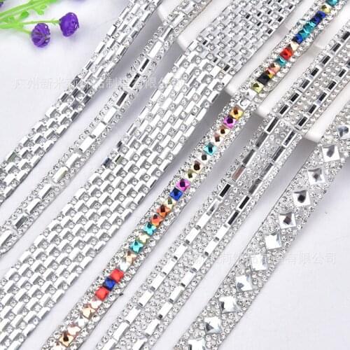 10M High Grade Beaded Rhinestons Trim Iron On Diamond Crystal Ribbon Wrap Trim Sewing Accessories DIY Wedding Dress Belt Decor